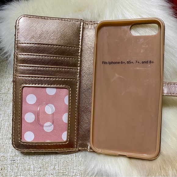 Loungefly x Disney Sequin Wallet Rose Gold Minnie Mouse Phone Case & Card Holder - Picture 11 of 17